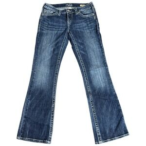 Silver Jeans Aiko 29x33 BootCut Boot Denim Distressed Dark Wash Denim 90s Y2K‎